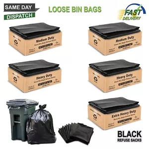 STRONG BLACK HEAVY DUTY BIN LINERS BAGS RUBBISH WASTE REFUSE SACKS ALL SIZES - Picture 1 of 6