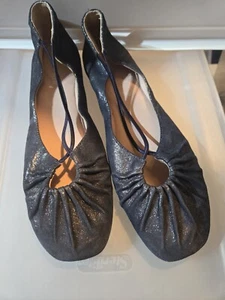 TARYN ROSE COLLECTION Alessandra Ballet Flat black MetallicLeather 10.5 Shoes - Picture 1 of 5