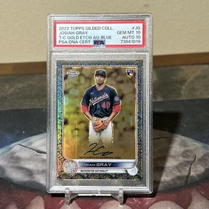 2022 Topps Chrome Gilded Josiah Gray Gold Etch Blue Refractor Auto RC /50 PSA 10 - Picture 1 of 1