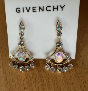 NEW Givenchy Gold Sparkly Dangle Drop Earrings Pierced Ears Stud Chandelier - Picture 1 of 7