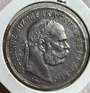 1908 HUNGARY w King Franz Joseph I Hungarian Silver 5 Korona Coin - Picture 1 of 2