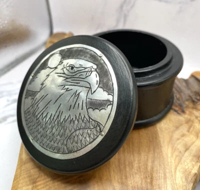Carrito multiusos negro contenedor tarro águila calva pájaro monedas de EE. UU. Foto 1 de 4
