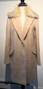 NWT Topshop walking coat size 38/6 US in camel/beige removable faux fur collar - Picture 1 of 10