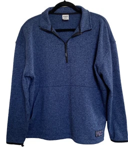 Victoria’s Secret PINK 1/4 Zip Pullover Jacket SZ Medium Sweater Blue EUC - Picture 1 of 6