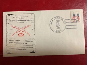 (148) 1974 #1509 10c 50-STAR & 13-STAR FLAGS New London Connecticut - Picture 1 of 2