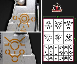 Robotic Ancient Undead Glyphs Airbrush Vinyl Stencils - Picture 1 of 2