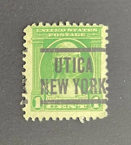 Utica, New York Type 204 Precancel - 1 cent Washington Bi-Cent. U.S. #705 NY - Picture 1 of 1