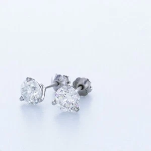 PENDIENTES CLÁSICOS DE 3 PUNTAS ORO BLANCO 14K CORTE REDONDO F/VS2 DIAMANTES NATURALES 2,0 CTW - Imagen 1 de 4