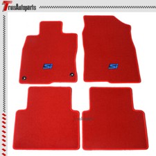 For 16-21 Honda Civic Floor Mats Red Nylon Carpets Front Rear 4PC w/ Blue Si Set