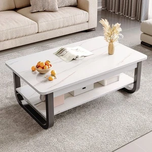 Minimalist 2-Tier Coffee Table - Black Stylish & Easy to Clean - Picture 1 of 9