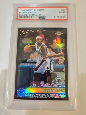 2001-02 Topps Chrome Black Refractor Baron Davis /50 PSA 9 - Image 1 of 2