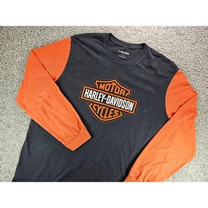 Harley Davidson Motor Cycles Herren 2XL Langarm T-Shirt Orange Schwarz - Bild 1 von 10
