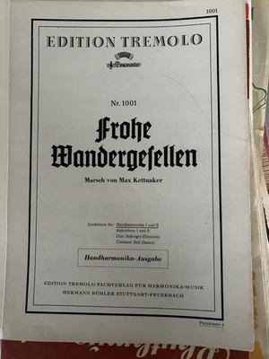Frohe Wandergesellen Marsch Kettnaker + 2.Stimme Diatonische Handharmonika Noten - Bild 1 von 2