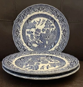 Set of 3 Wessex Collection Blue Willow Bread/Dessert Plates 6 3/4" ENGLAND - Picture 1 of 7