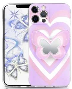 Butterfly Handyhülle für iPhone 12 / 12 Pro - Lila Pink mit Ständer - Neu - Bild 1 von 6