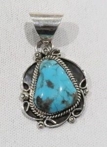Artista Navajo C.R. Little Colgante Nativo Americano Turquesa Esterlina 925 Nuevo - Imagen 1 de 6