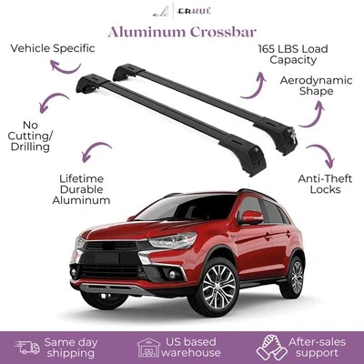 Поперечные штанги багажника на крышу ERKUL подходят для Outlander Sport ASX 2011-2025 черные алюминиевые - Изображение 1 из 4