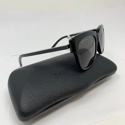 NUEVAS GAFAS DE SOL BALENCIAGA BB 0160S 001 LENTES NEGRAS/GRISES PULIDAS AUTÉNTICAS 53-17 Foto 1 de 4