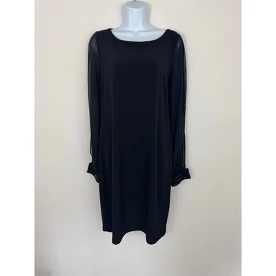 Vestido negro para mujer Ivanka Trump talla 14 transparente manga larga cóctel fiesta midi Foto 1 de 4