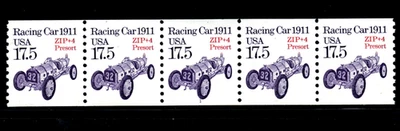 Stamp USA 17.5¢ Racing Car 1911 - Plate #1 Coil Strip of 5 MNH stamps SC#2426 - Image 1 of 2