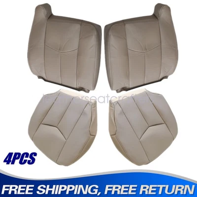 Front Leather Seat Cover Tan No Armrest For 2003-2006 GMC Sierra Chevy Silverado Foto 1 de 4