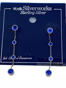 Belk Silverworks Sterling Silver Blue Gemstones Drop Earrings NEW - Picture 1 of 2