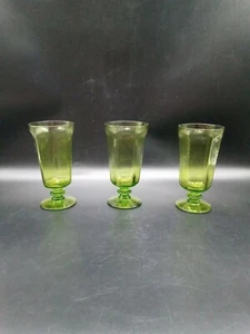 3 Lenox Crystal 6 Panel Green Pedestal Cocktail Glasses - Picture 1 of 4