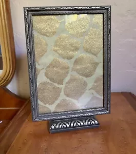Antique Art Deco Silver Wood Picture Desk Table Top Pedestal Frame 8 1/2" Tall - Picture 1 of 10