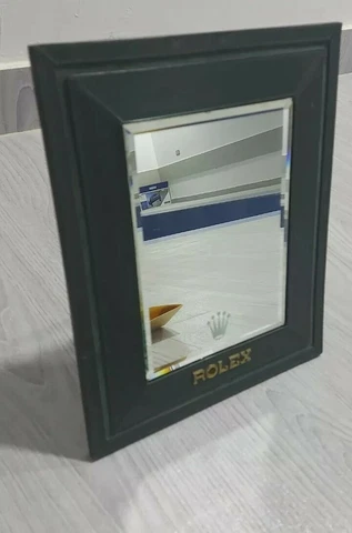 Original Rolex Green Leather Mirror Display, Vintage 1980 🔲 Cover