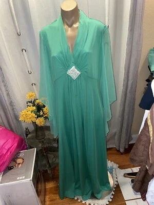 Vestido De Colección JC Penney’s Fashions Vestido Formal Chifón Mangas de Ángel Baile de graduación Talla M Foto 1 de 4