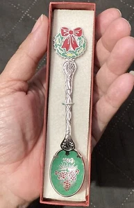 NUEVA cuchara de recuerdo vintage de vacaciones de Navidad de 1983 esmaltada en metal - Imagen 1 de 11