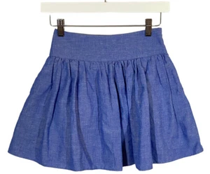 Milly Minis Skirt Girls Blue Size 10 Fit And Flare Little Linen Blend Side Zip - Picture 1 of 9