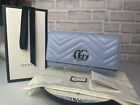 GUCCI Continental GG Marmont Light Blue Chevron Quilted Leather box & dust bag