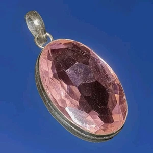 Pink topaz 925 Silver Gemstone Pendant. Stunning! Large. Faceted 2742 - Picture 1 of 6