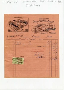Dépt 37 - Tours 12 Rue du Rempart - Belle Entête d'une Distillerie du 24/05/1922 - Imagen 1 de 1