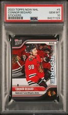 Connor Bedard 2023 Topps Now #5 1st NHL Goal Blackhawks Rookie Card - PSA 10 Gem