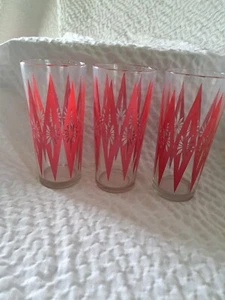 Mid-Century Atomic Red Starburt Jeannette Glasses, 16oz, 1950-1960's, - Picture 1 of 4