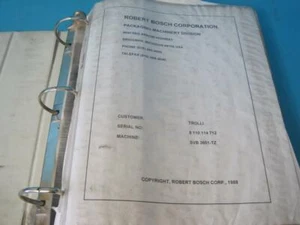 BOSCH PACKING FILL SEAL MACHINE SVB 3601-TZ PARTS LIST BINDER SCHEMATICS RARE - Picture 1 of 12