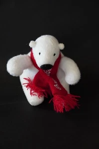 COCA-COLA Blanco OSO POLAR CACHORRO NAVIDAD 4" PELUCHE con BUFANDA #2 - Imagen 1 de 3