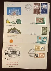1978 Nepal FDCs Incl Stamps 341-342, 350-351 Fruit Series Queen Mother Birthday - Picture 1 of 5