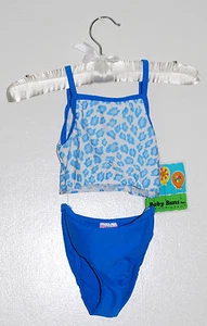 NWT Baby Buns Infant Girls Blue Leopard Print Two-Piece Bikini Swimsuit sz 24M - Picture 1 of 7