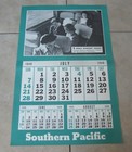 Old 1940 - S.P. RAILROAD - Depot WALL CALENDAR - 4 Great Economy TRAINS - JULY