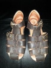 AIRFLEX BOYS GIRLS UNISEX SHOES SIZE 2 E BROWN LEATHER SANDALS ENCLOSED TOE