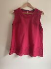 White Stuff Size 10 Sleevless Pink Top T-Shirt Embrodiered Used Condition