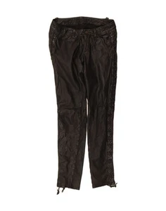 ALL SAINTS Womens Leather Casual Trousers W26 L30 Black Leather CR93 - Picture 1 of 4