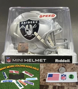 LAS VEGAS RAIDERS FOOTBALL MINI HELMET + VISOR, NFL SHIELD, FLAG COMMS DECALS - Picture 1 of 1