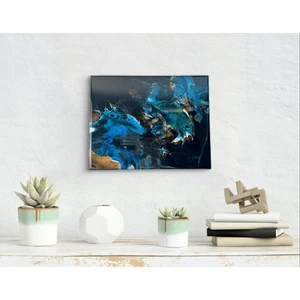 Titled Flowers Resin Abstract Acrylic Art Painting on  11" X 14" Canvas - Picture 1 of 4