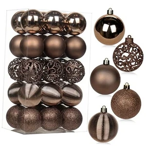 30PCS 2.36" Christmas Ball Ornaments Shatterproof Christmas 2.36"/30pcs Brown - Picture 1 of 7