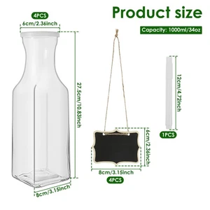 Beverage Serveware Carafe Solid Clear Glass Pitcher Square Glass Carafe nuDlI - Picture 1 of 11