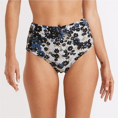 NWT Madewell Daisy Reverie Second Wave High Rise Bikini Bottom Blue XXS - Image 1 of 4